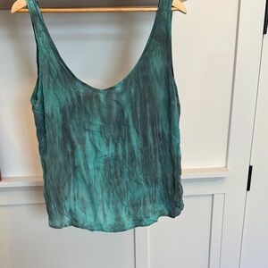 Patterson Kincaid Silk Teal Tie-Dye Women's Tank Top L